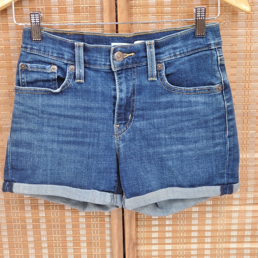 ◇ Levis Cuffed Hem Denim Mid Length Shorts Size 25